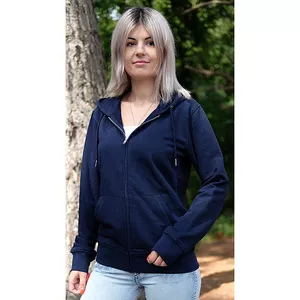 Image produit Veste capuche zippée mixte en coton BIO - Bleu marine - Sans broderie sur Shopetic