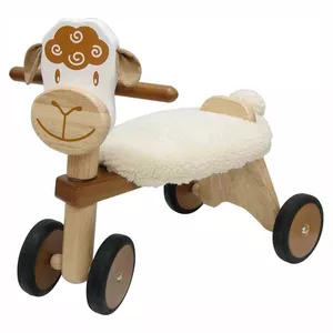 Image produit Porteur en bois 4 roues Mouton Frisette  - Porteur en bois sur Shopetic