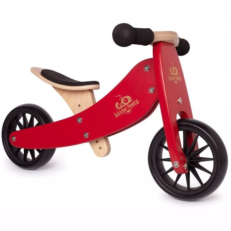Tricycle évolutif Draisienne en bois 2 en 1 Tiny Tot 10 Rouge Cerise - Draisienne  évolutive - Kinderfeet