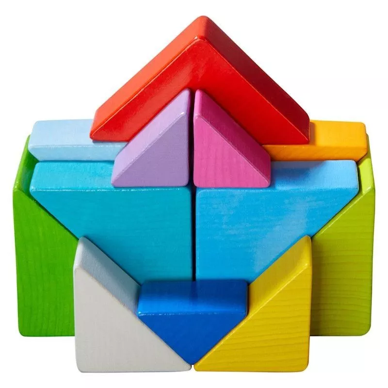Jeu en bois d'assemblage en 3D 21 pièces Cube Tangram - Jouet en bois - Haba